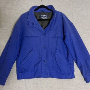 Woolrich Woman Royal Blue Wool Blend Button Front Jacket Size Large